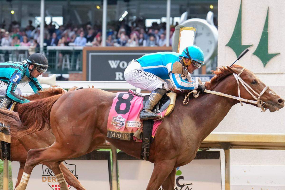 Mage, with Javier Castellano up, wins the 149th running of the Kentucky Derby at Churchill Downs.