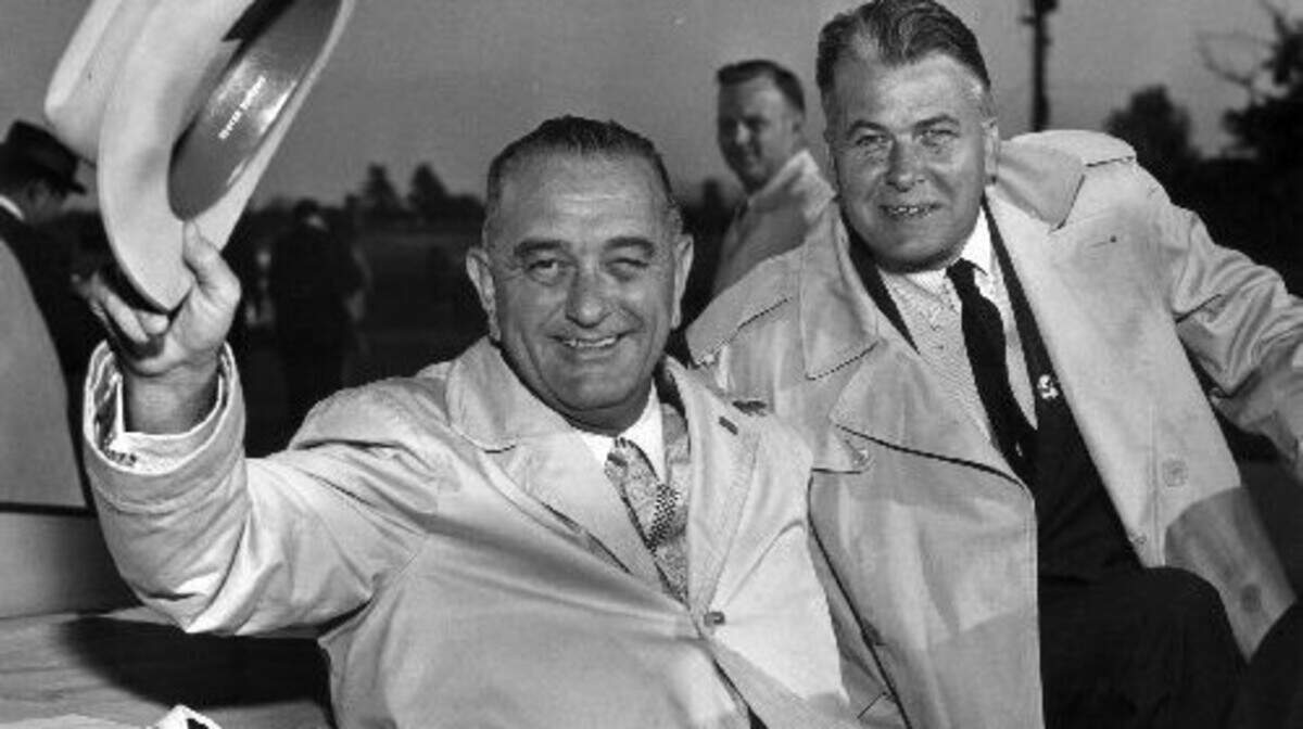 Gov. Bert Combs, right, joined Lyndon B. Johnson in October, 1960 when Johnson, a vice presidential candidate, was opening his Kentucky campaign in Frankfort.