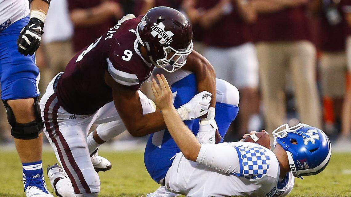 Mississippi State Bulldogs defensive end Montez Sweat (9) ran a 4.41 at the 2019 NFL Combine.