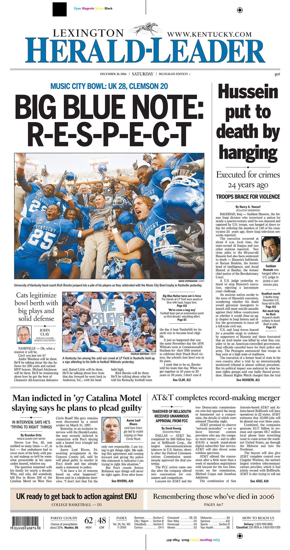 The front page of the Lexington Herald-Leader on Dec. 30, 2006.