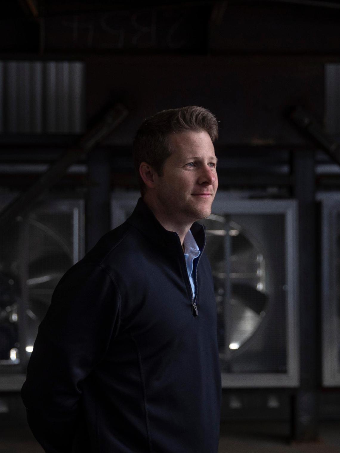 Jeremy Witten, Blockware Mining executive vice president of engineering, poses for a portrait at the company’s cryptocurrency mining facility in Paducah, Ky., on Tuesday, March 29, 2022.