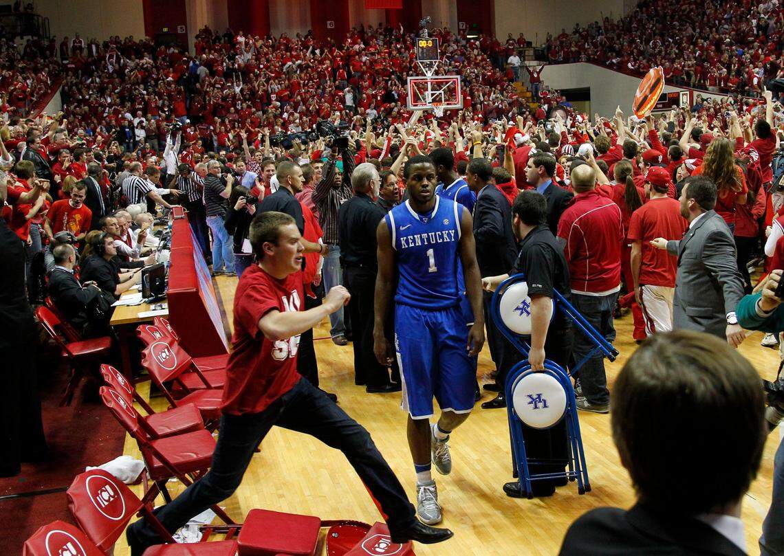 Kentucky basketball player Darius Miller left the floor after Indiana beat No. 1 Kentucky on Dec. 10, 2011, in Bloomington, Ind.