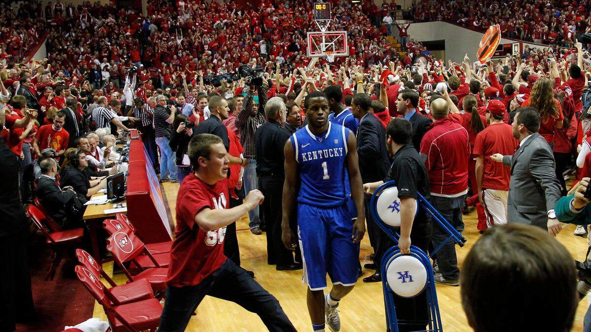 Kentucky basketball player Darius Miller left the floor after Indiana beat No. 1 Kentucky on Dec. 10, 2011, in Bloomington, Ind.