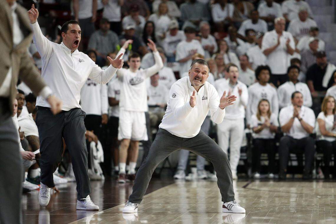 Expect Mississippi State head coach Chris Jans, right, to have Humphrey Coliseum at fever pitch when sixth-ranked Kentucky visits Starkville to face No. 14 Mississippi State on Saturday night.
