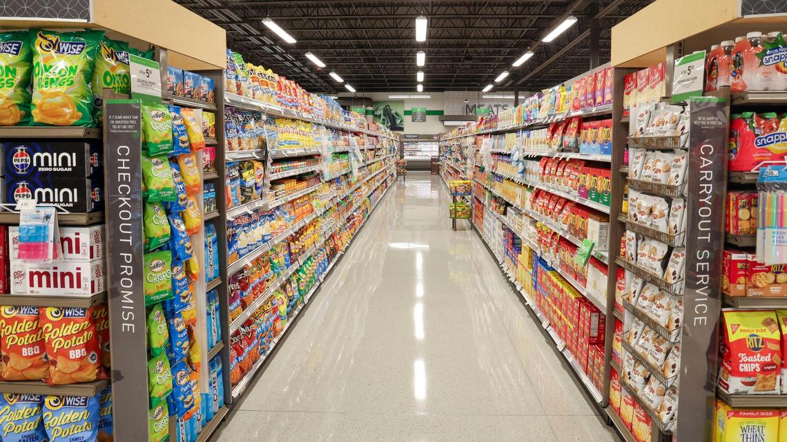 A shopping aisle inside Publix Super Market during a sneak peek of Lexington’s first Publix grocery store, March 3, 2025 in Lexington, Ky. The new-to-Lexington supermarket, located at the intersection of Citation Boulevard and Georgetown Road, has 16 aisles. The 46,791-square-foot store will have a bakery, deli, meat and seafood departments, drive-thru pharmacy and an adjacent liquor store.