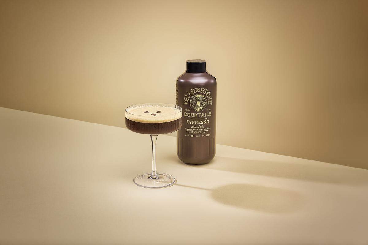 Each Yellowstone bottled ready-to-pour cocktail, like this Espresso Martini, is 750 mL with a good 8 pours, available with a suggested retail price of $25.