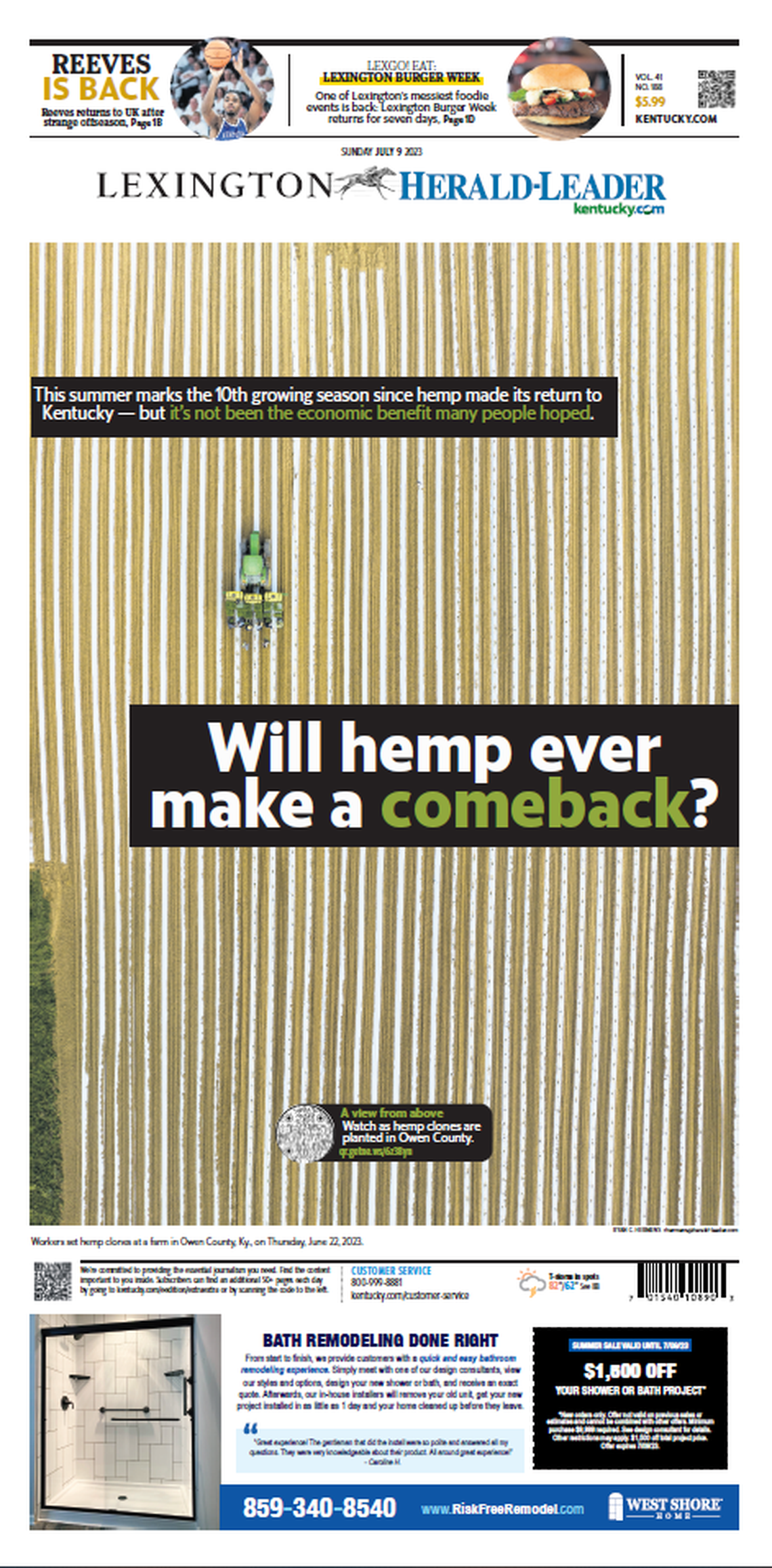 The Herald-Leader won first place best front page in the 2024 Kentucky Press Association contest. This July 9, 2023, cover was one of three in the winning submission.