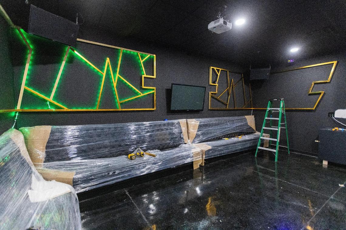 One of two VIP karaoke rooms able to hold up to 20 people within Night Kitty Karaoke Bar.