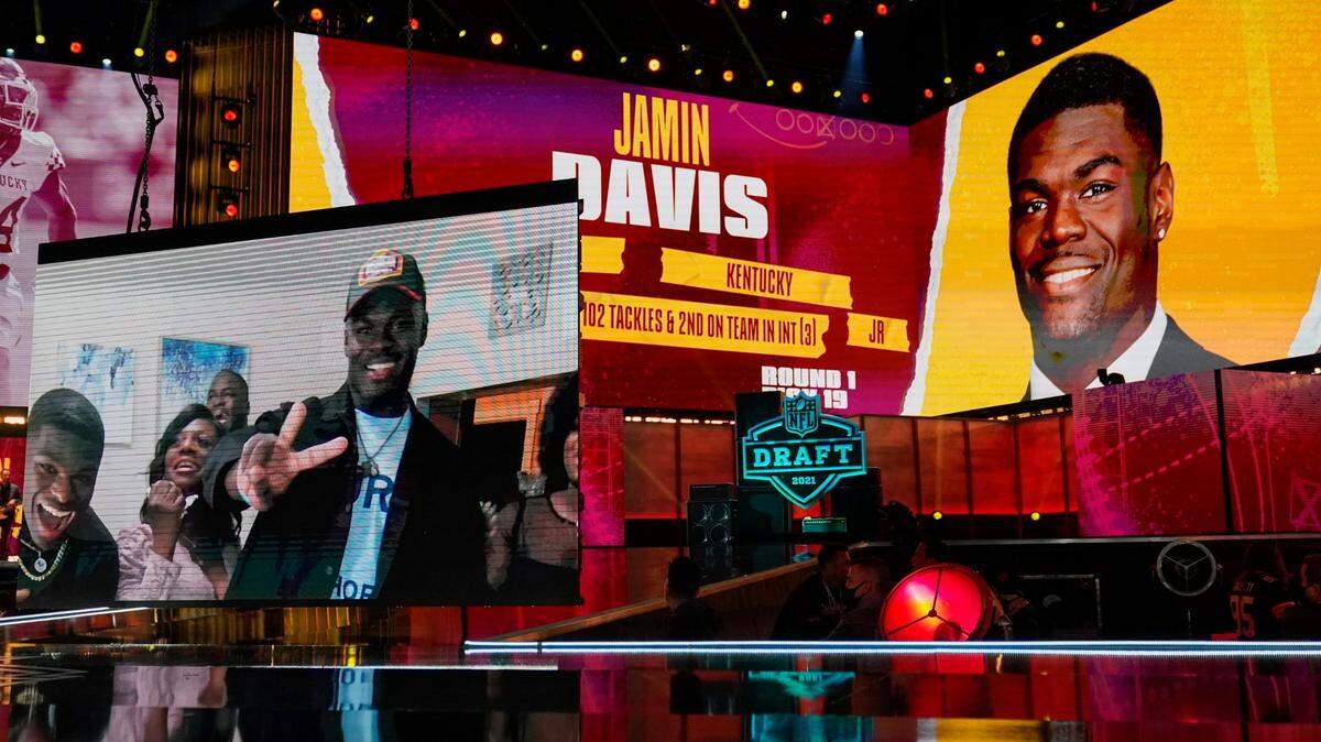 “He’s a smart, intelligent young man. He can play all of our linebacker positions. He’s what you look for in a football player,” Washington head coach Ron Rivera said of Jamin Davis, whom the team selected 19th overall in the 2021 NFL Draft.