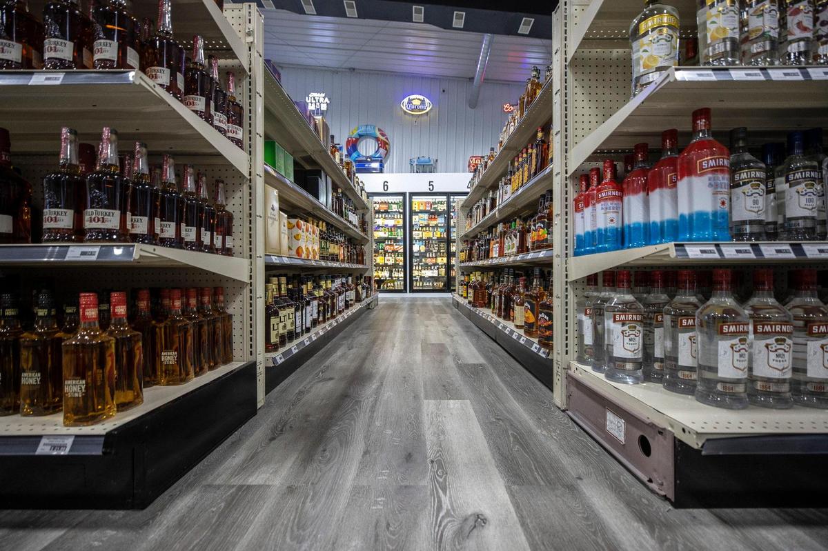 Alcohol is offered for sale at Liquor King in Monticello, Ky., on Thursday, June 9, 2022. The store was opened after residents of Wayne County voted to allow legal alcohol sales in 2020.