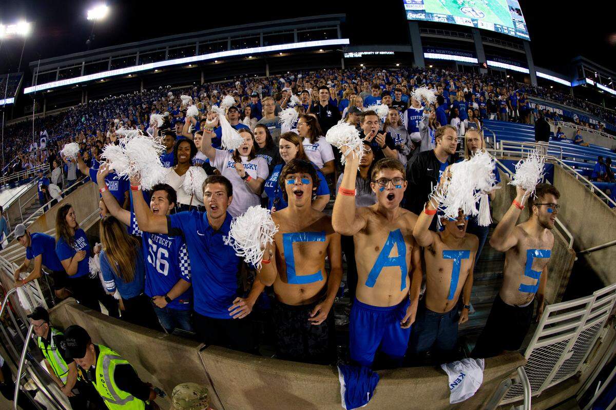 Students cheered on the Wildcats during Saturday night’s win at Kroger Field.