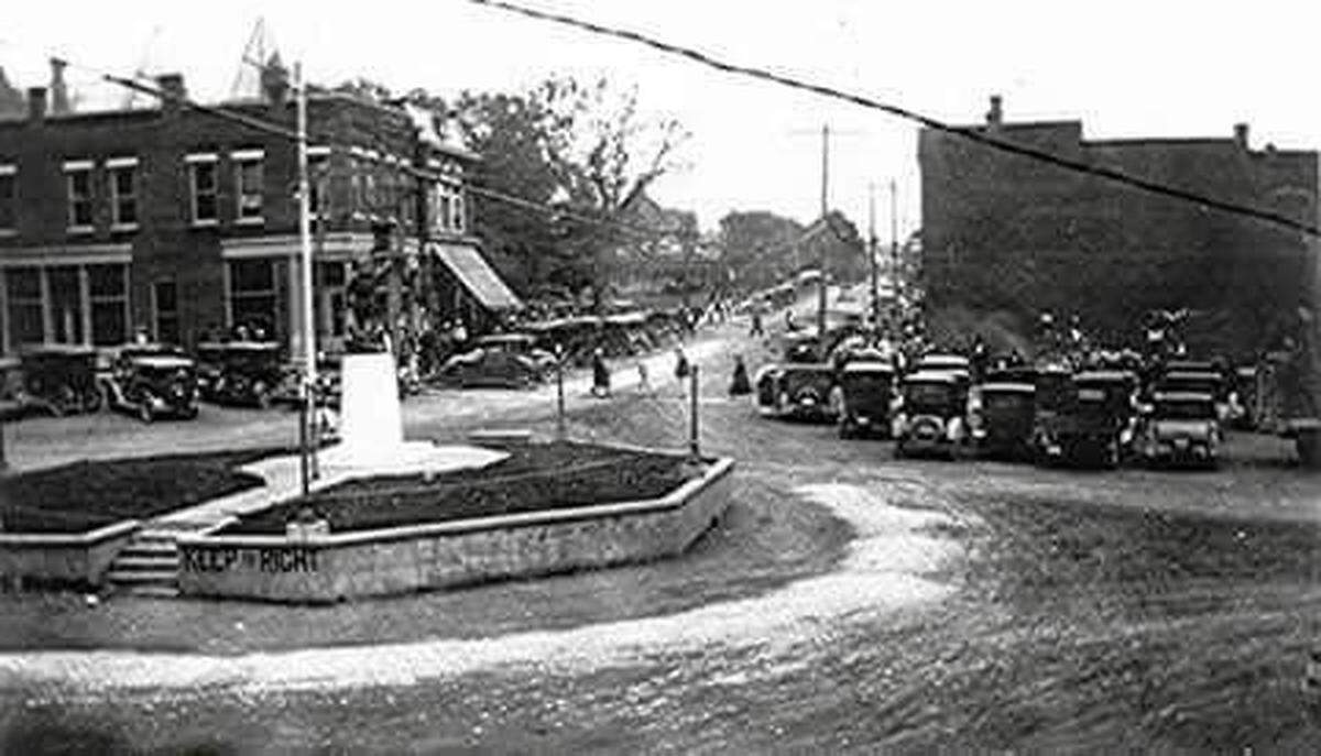 The base around a World War I doughboy statue in downtown Monticello was larger at one time.