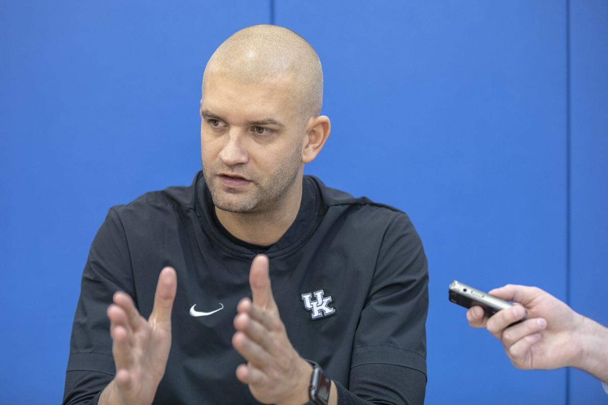 UK assistant Joel Justus talked Thursday about how the coaches go about their business early in a recruitment. “I think our biggest thing — and our role — is to get out there and find the information. Find out who is really built for Kentucky.”