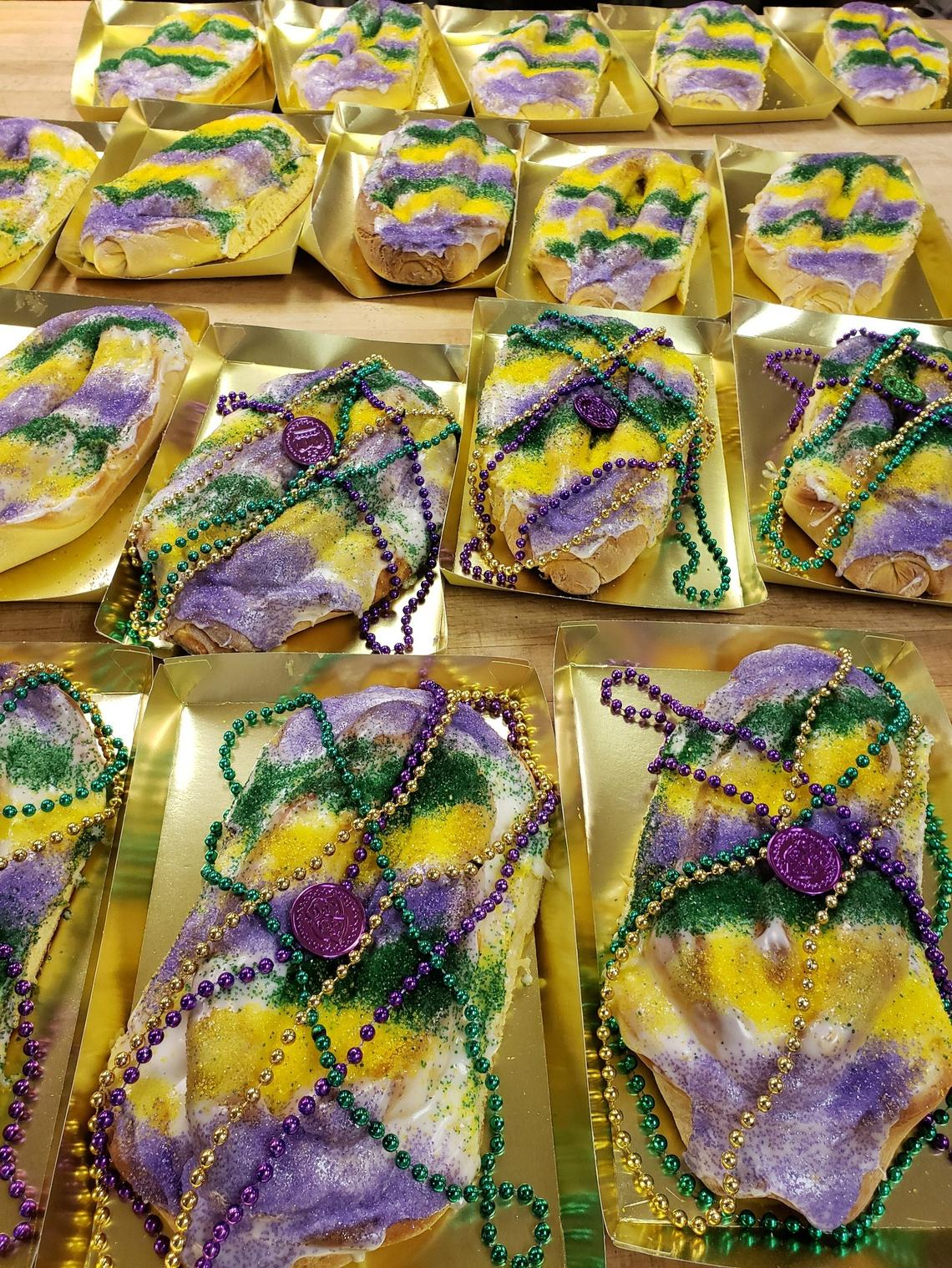 Donut Days Bakery on Southland Drive sells hundreds of King Cakes annually around Mardi Gras with a variety of fillings.