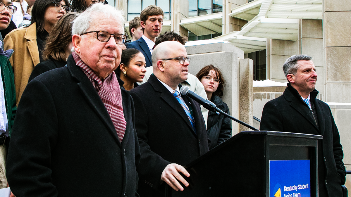 Legal representation for the Kentucky Student Voice Team held a press conference on the steps of Franklin County Court House on January 14, 2025, announcing the filing of a landmark lawsuit against the Commonwealth of Kentucky demanding a quality public education in Frankfort, Ky.