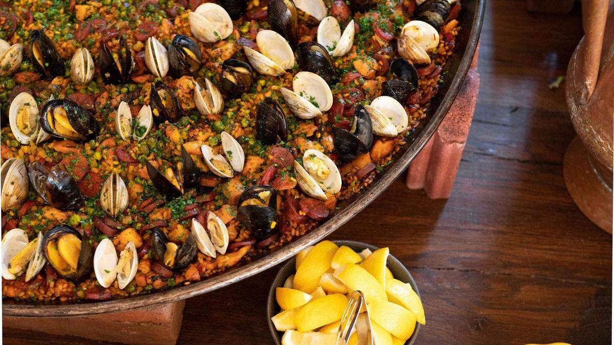 Apiary chef Cooper Vaughan serves innovative meals based on cuisines from around the world in his Omage series, including a Barcelona dinner that featured paella.