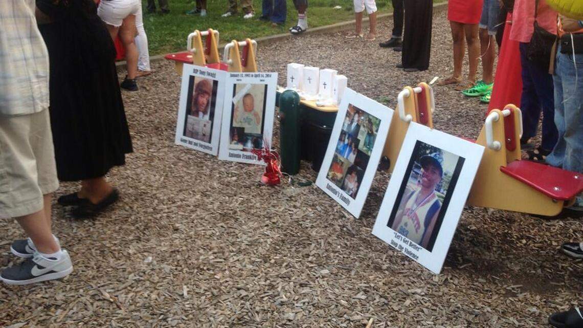 The family of Antonio Franklin held a vigil at Duncan Park in May 2014, a month after his death.