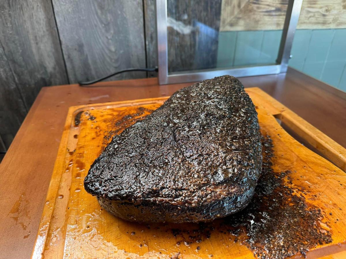 A whole brisket from LX BBQ, a new barbecue restaurant opening in the old Blue Door Smokehouse location on Waller Avenue. The restaurant’s owners say they are using USDA Prime beef for their brisket, which is available to buy whole or by the half-pound at $17.