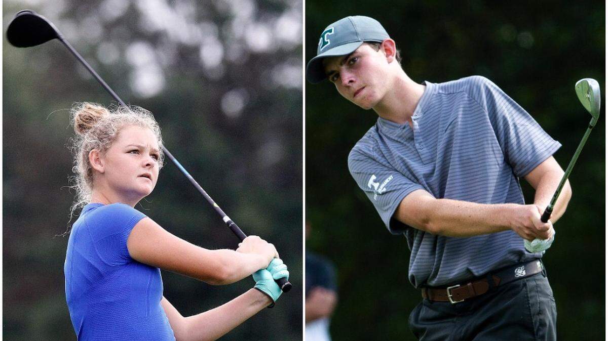 Lexington Christian Academy’s Laney Frye (left) and Trinity’s John Marshall Butler won this year’s Mr. and Miss Golf awards.