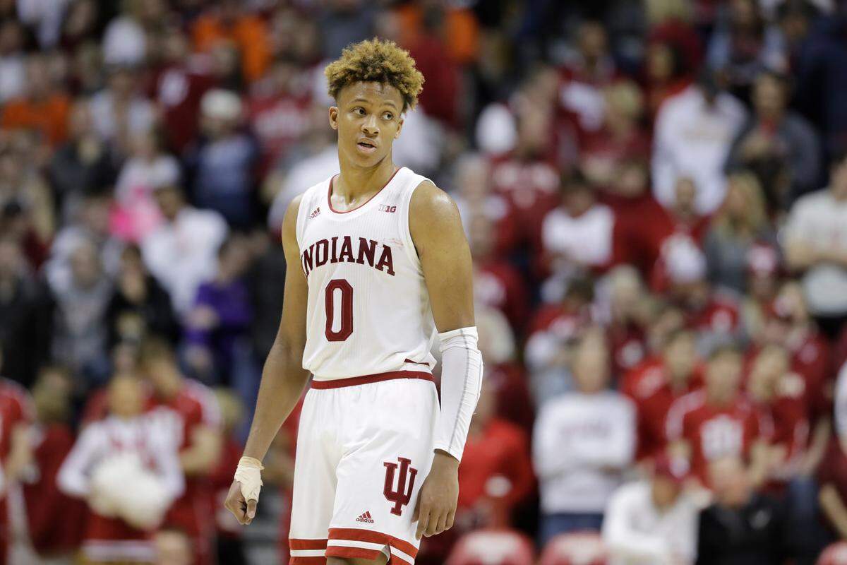 Indiana freshman Romeo Langford (0) leads the Hoosiers in scoring at 17.1 ppg.