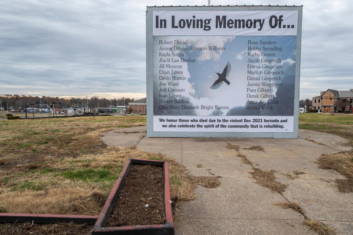 A memorial now stands where the Graves County Courthouse was once located. Dec. 4, 2022.