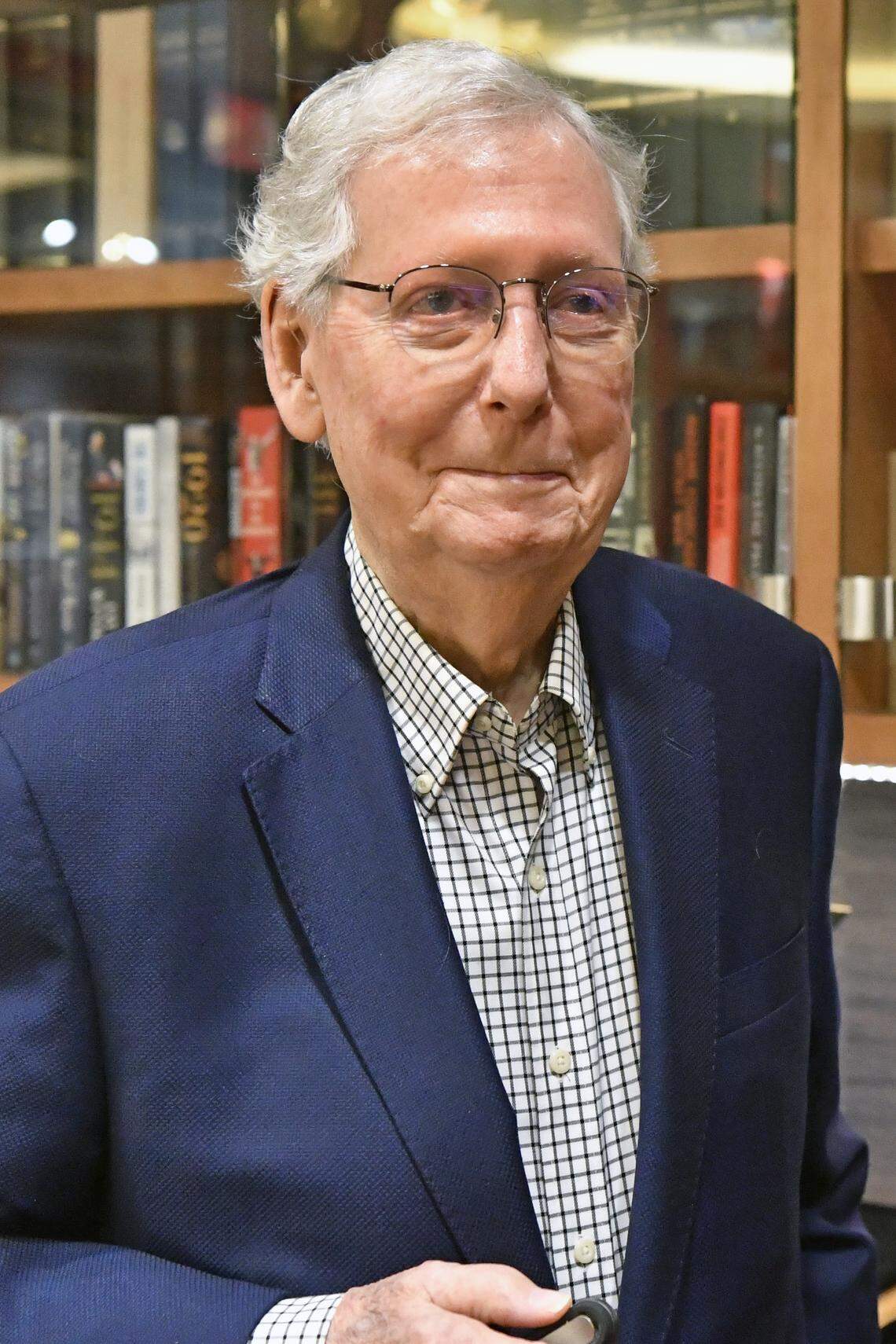 Sen. Mitch McConnell speaks with a Herald-Leader reporter during an interview at the McConnell Center located at the University of Louisville Ekstrom Library in Louisville, Ky., Friday, Aug. 29, 2025.