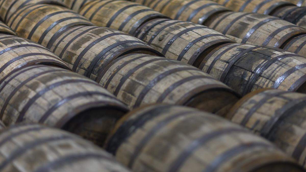 Whiskey barrels are photographed at Green River Distillery in Owensboro, Ky., on Wednesday, Sept. 24, 2025.