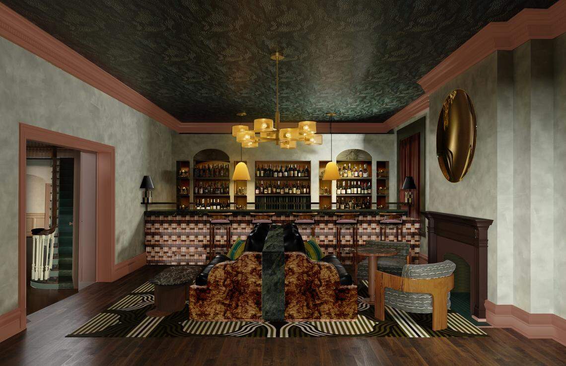 A rendering of a bar in the new Camel Club opening on Main Street. The private club will have two bars, a restaurant, screening rooms and more.