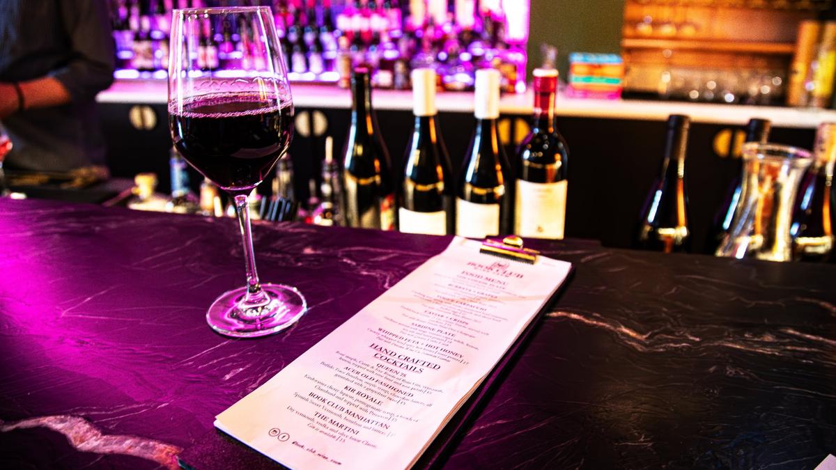 A chilled 6oz glass of a smooth, full-bodied Cabernet Sauvignon at the new speakeasy located inside District 7 Social in Lexington’s Distillery District, called Book Club Wine Room at 1170 Manchester St #160 on May 23, 2025, in Lexington, Ky.