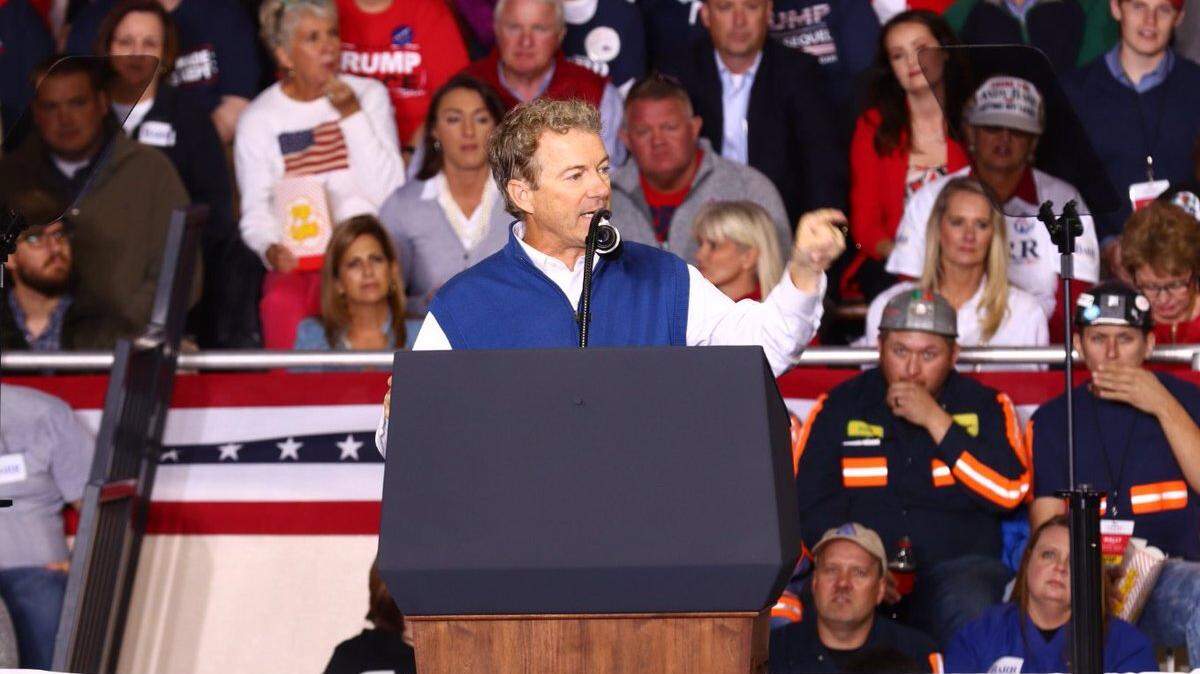 U.S. Sen. Rand Paul spoke at the rally at EKU in Richmond before President Donald Trump was set to speak to the Kentucky crowd.