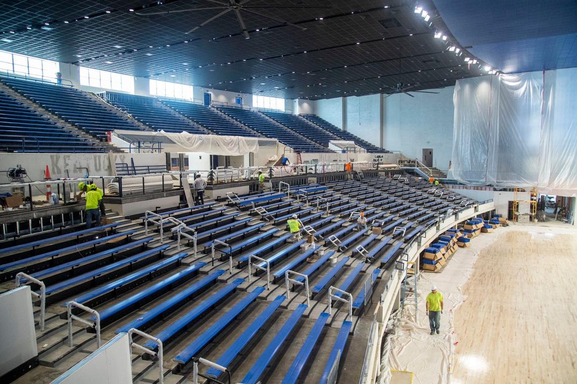 The renovated arena will feature bleachers on one side and chairbacks on the other. Building limitations prevented a coliseum filled with chairbacks.