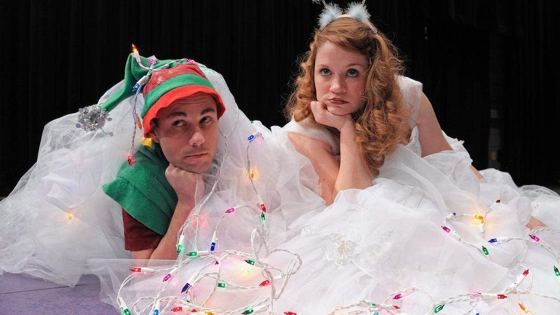 Tim Hull stars in The SantaLand Diaries and  Ellie Clark in The 12 Dates of Christmas, both at the Downtown Arts Center. 