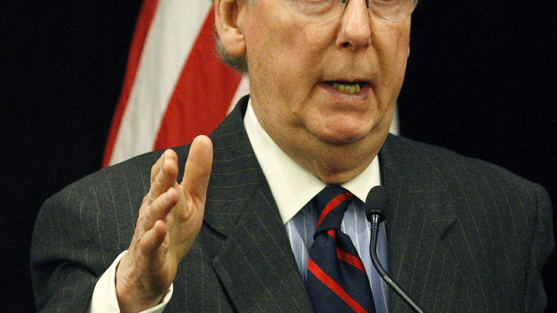 U.S. Senate Minority Leader Mitch McConnell was the keynote speaker at the Commerce Lexington Public Policy Luncheon on Jan. 18 in Lexington. McConnell is being targeted by various groups in the Tea Party movement, who are planning to field a Republican candidate to oppose him in his re-election bid in 2014.  Photo by Matt Goins