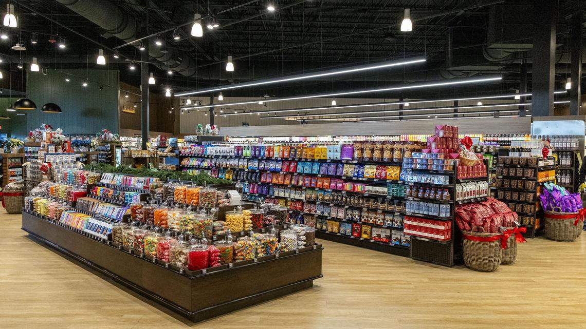 Bulk items for sale inside the new Fresh Market, Tuesday, Dec. 9, 2025 in Lexington, Ky. The new Hamburg store is 15,000 square feet bigger than Lexington's other Fresh Market location in the Lansdowne Shoppes on Tates Creek Road.