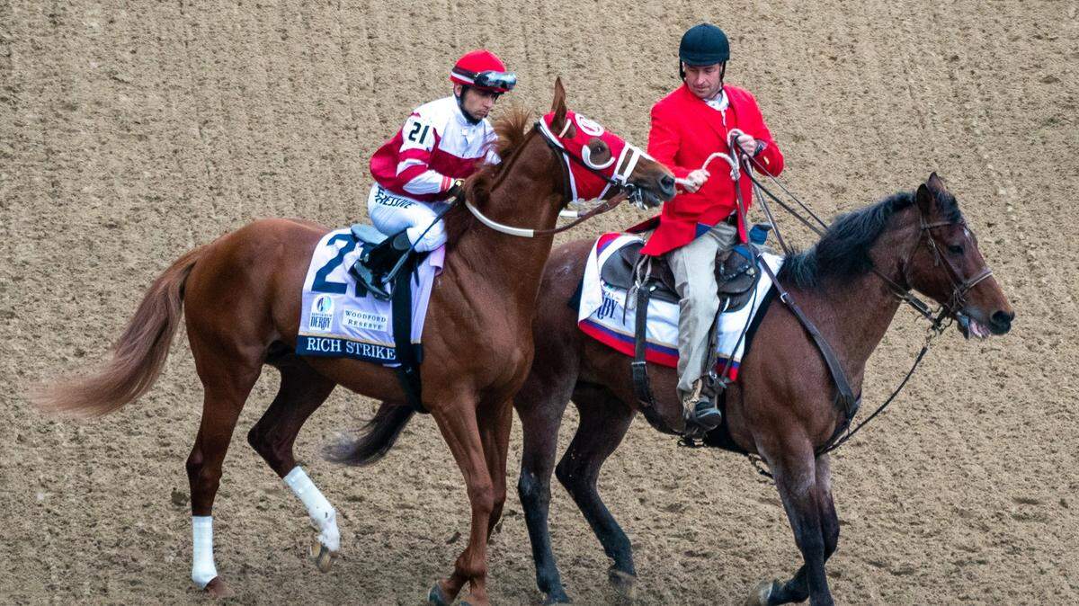 Rich Strike seen champing at lead pony after surprising Kentucky Derby Win