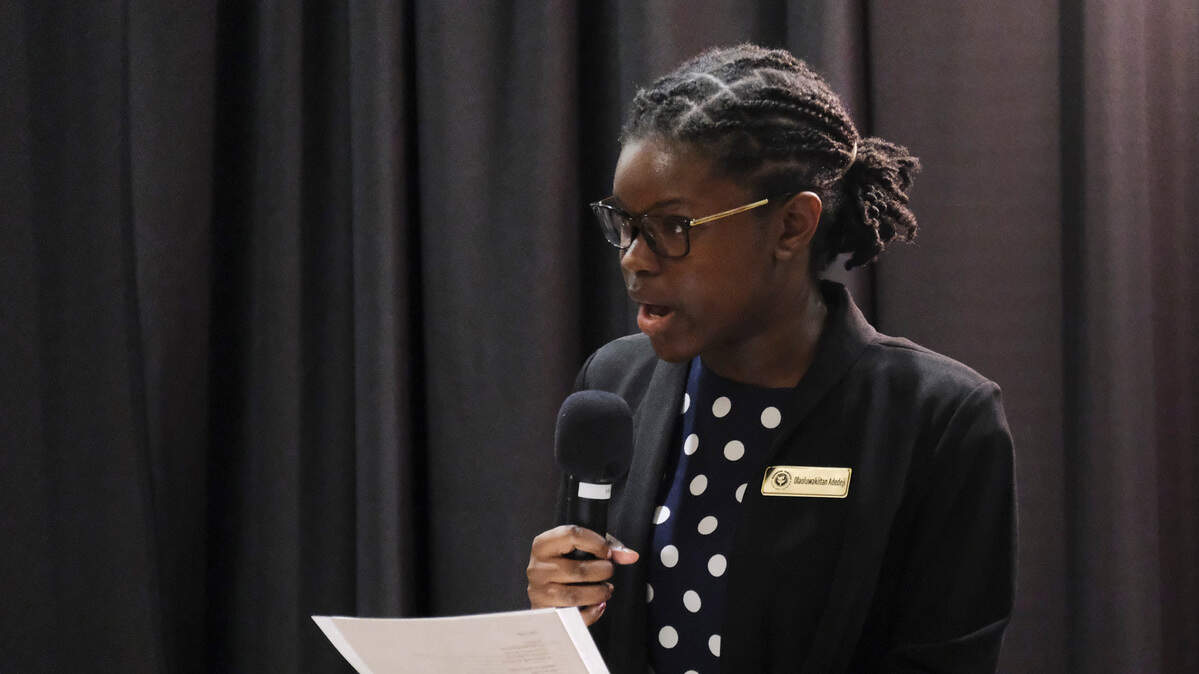 Kiitan Adedeji at a Youth Poet Laureate event.