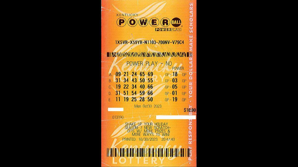 Matt Perdue, of Bowling Green, found this Powerball ticket just in time to claim his $50,000 win in February. The ticket had been lost since the drawing Oct. 30, the Kentucky Lottery said.