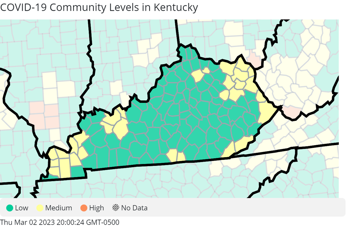 The latest COVID-19 community levels from the Centers for Disease Control and Prevention.