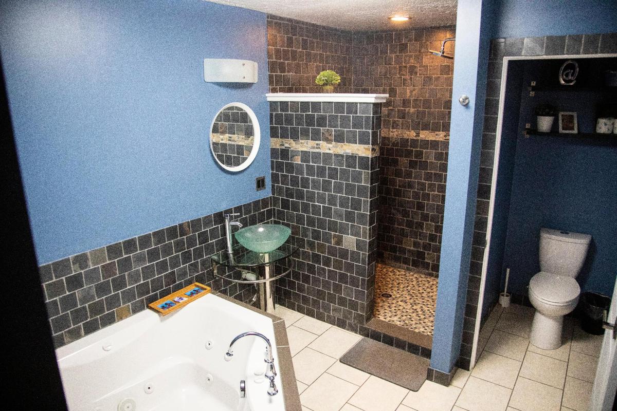 The rooms at the Chocolat Inn & Café have a sitting area, jacuzzi tub and an oversized shower.