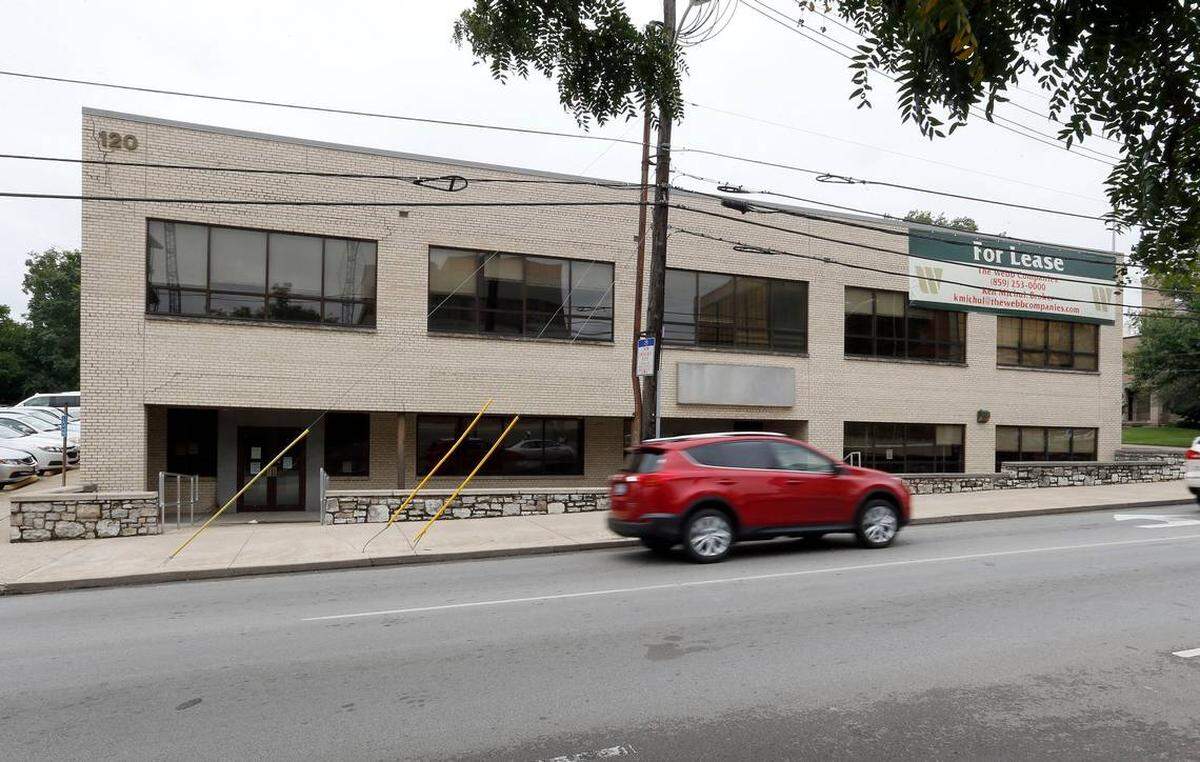 The former employment office at 120 W. High and South Upper streets. The Webb Companies want to tear down the two-story building and build a four-story condo building.