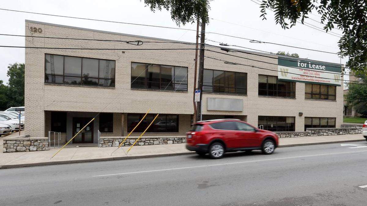 The former employment office at 120 W. High and South Upper streets. The Webb Companies want to tear down the two-story building and build a four-story condo building.