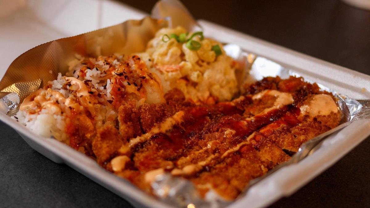 The Katsu fried pork served at The Big Kahuna Hawaiian BBQ restaurant on Liberty Road. The restaurant is expanding, adding a second location on Clays Mill.