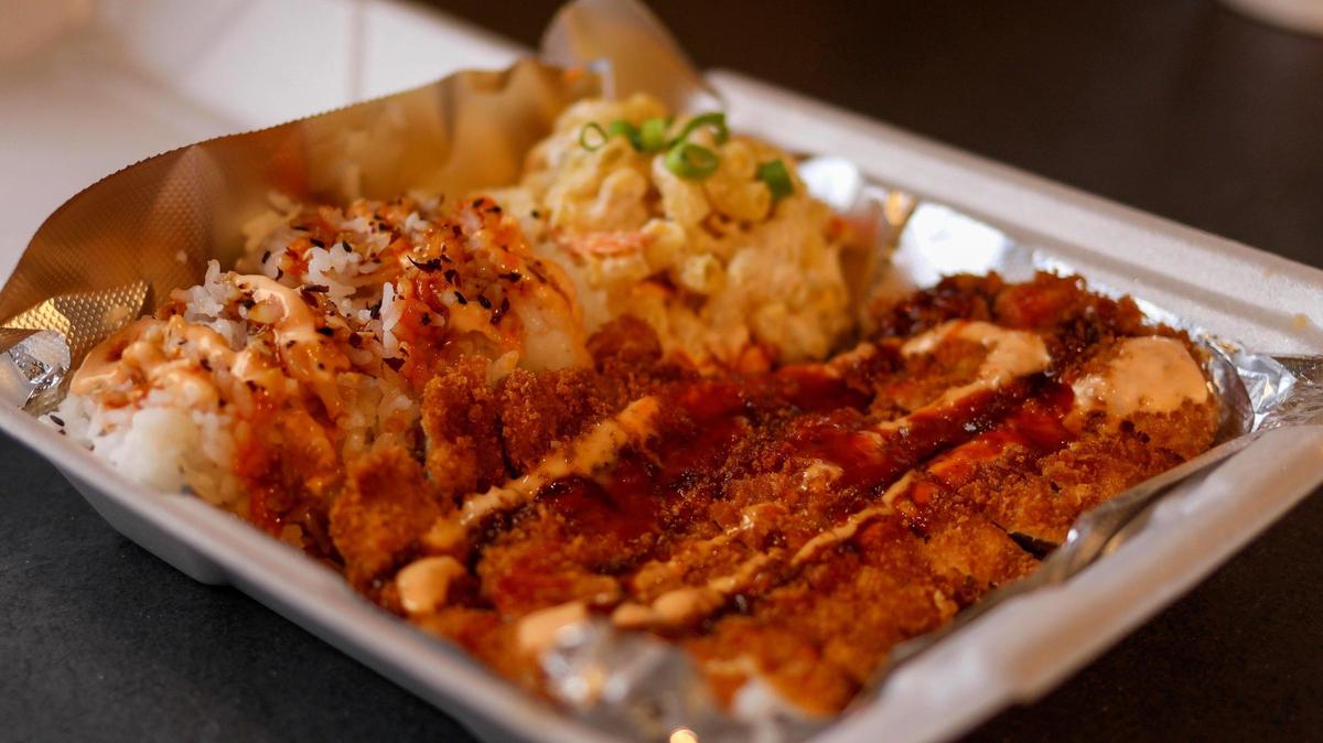 The Katsu fried pork served at The Big Kahuna Hawaiian BBQ restaurant on Liberty Road. The restaurant is expanding, adding a second location on Clays Mill.