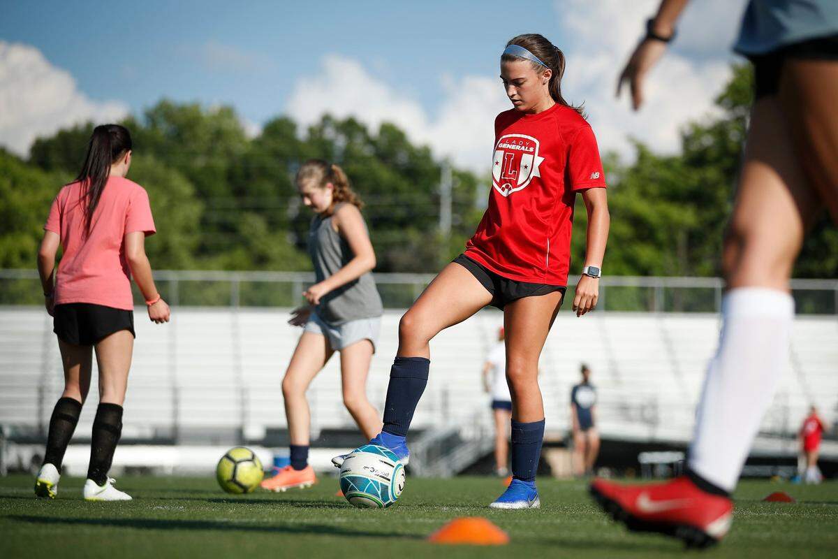 The Lafayette girls’ soccer team held its first voluntary workout July 29 since training had been shut down for two weeks after a player tested positive for COVID-19.