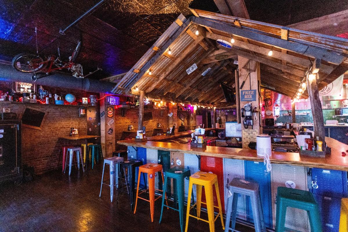 Elaborately themed bar and dining space inside Jack Brown’s beer and burger restaurant at the former spot of Oscar Diggs on North Limestone, March 13, 2023.