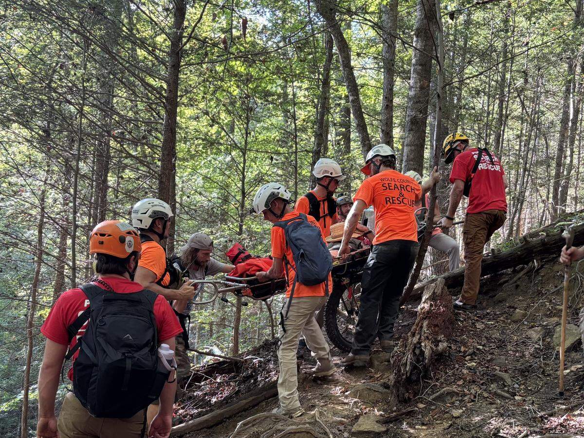 Officials from multiple Kentucky search and rescue teams rescued a man who fell in the Cloud Splitter area of the Red River Gorge on Sept. 27, 2025.