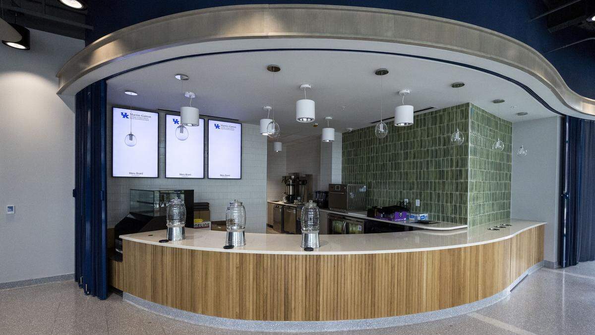 The newly-built Martin-Gatton Agricultural Sciences Building on the University of Kentucky campus has a cafe for students in the Martin-Gatton College of Agriculture, Food and Environment. Photographed Wednesday, May 20, 2026, in Lexington, Ky. 