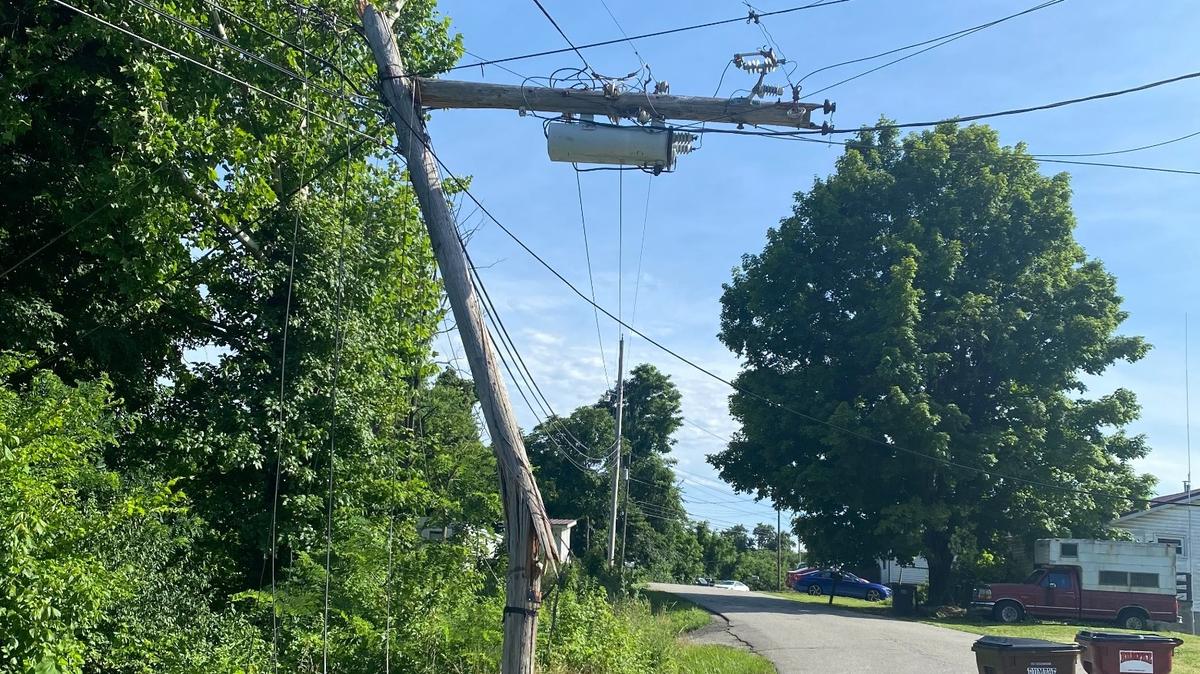 Kentucky Power said this broken pole in Ashland is typical of the damage they’re finding as the region recovers from Friday’s storms.