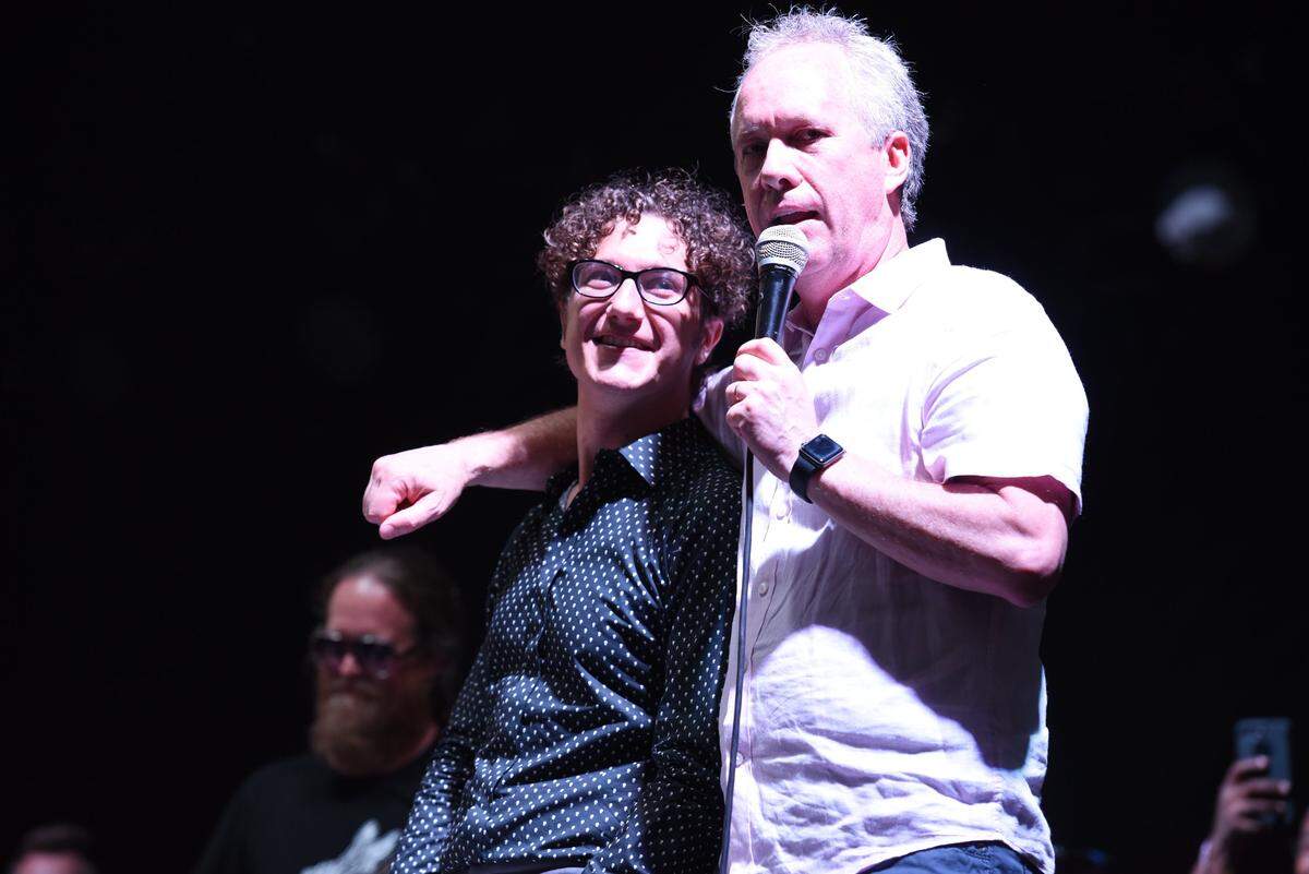 Louisville Mayor Greg Fischer introduced Louisville Orchestra Director Teddy Abrams before the Teddy Abrams & Friends/Forecastle Symphony performance in 2017. This year, the Louisville Mayor will participate in one of the performances with Abrams.