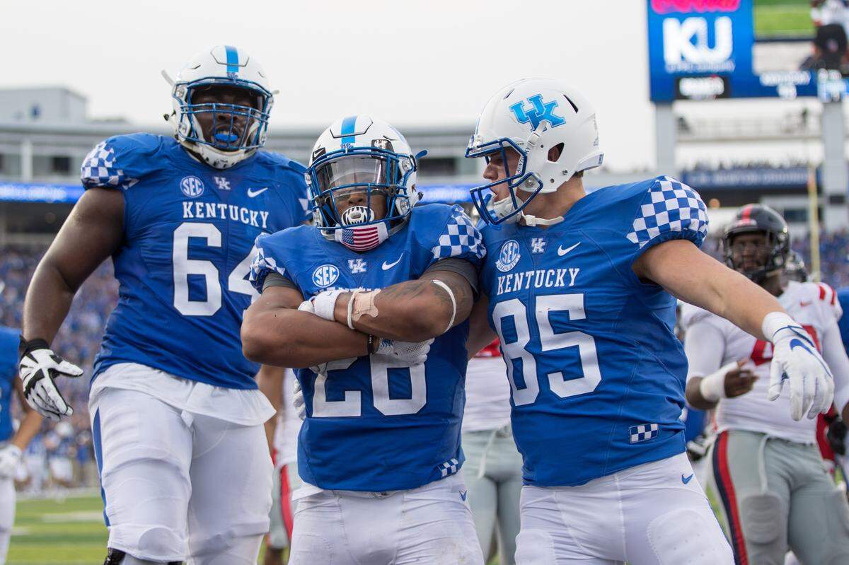 The white helmet, blue jersey and white pants, worn last season at home against Mississippi, harkened back to the look Kentucky wore for years, including the Tim Couch era.